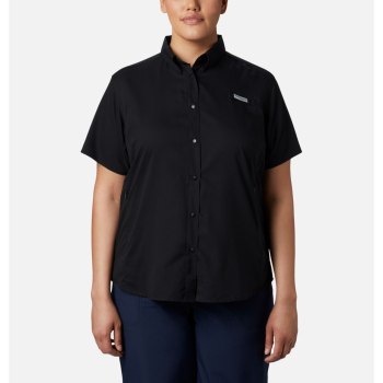 Columbia PFG Tamiami II Short Sleeve Plus Size, Camisa Negros Para Mujer | 312075-ZKH